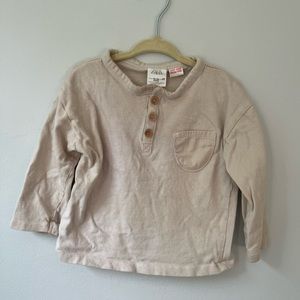 Zara Cream Henley Long Sleeve